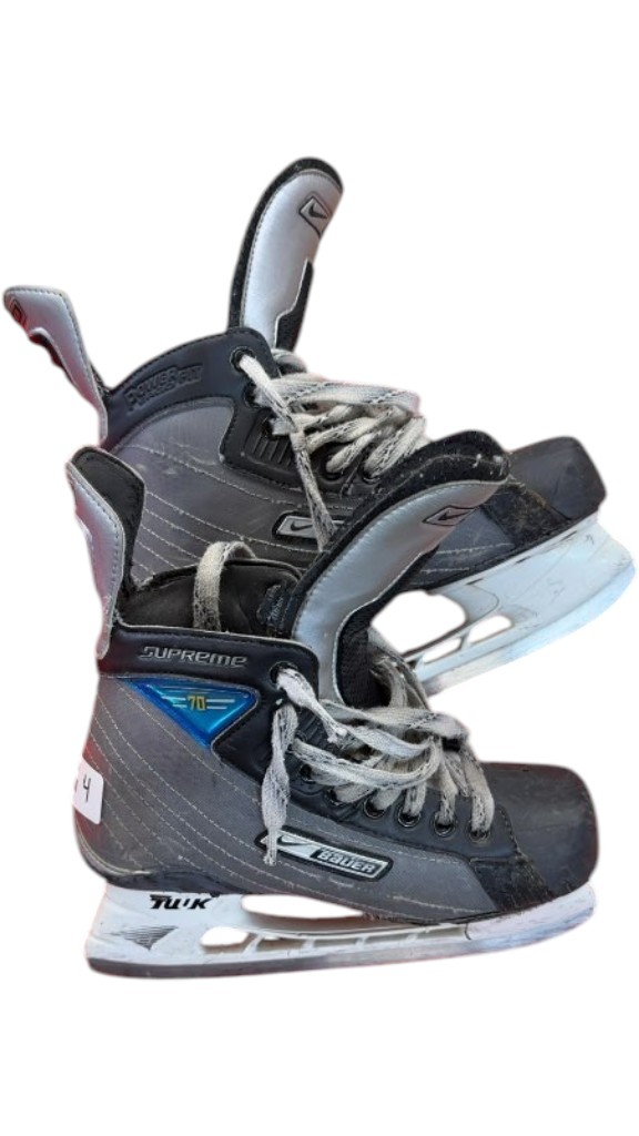 Bauer Supreme 70 Ice Hockey Skates Used Size 4-tendon guards are a bit floppy but still work - image 1