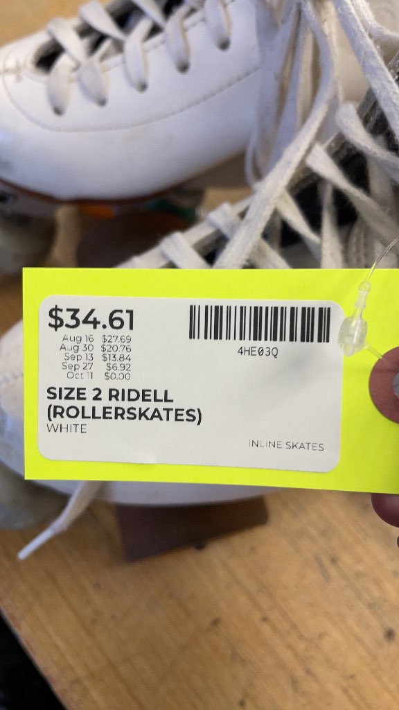 Riedell White Roller Skates Size 2