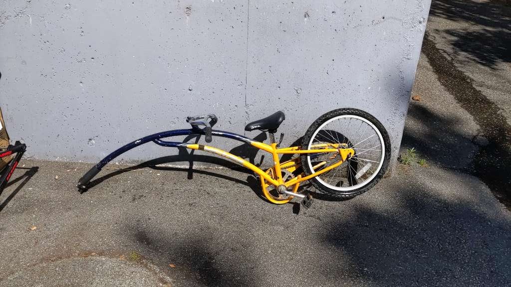 Adams Trail-a-Bike Starter Trailer Cycle Yellow/Blue Used