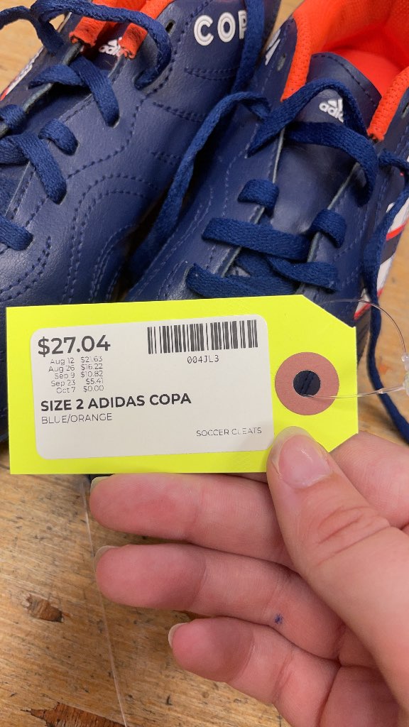 Adidas Copa Sense.4 Soccer Cleats - Blue/Orange - Size 2