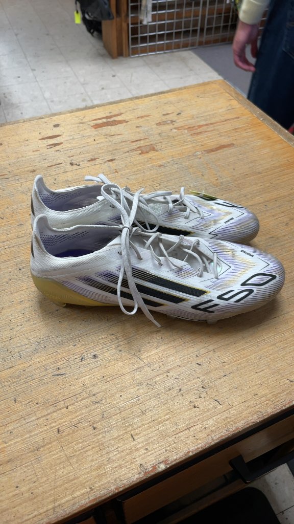 Adidas F50 Soccer Cleats - White/Black/Gold - Size 10.5