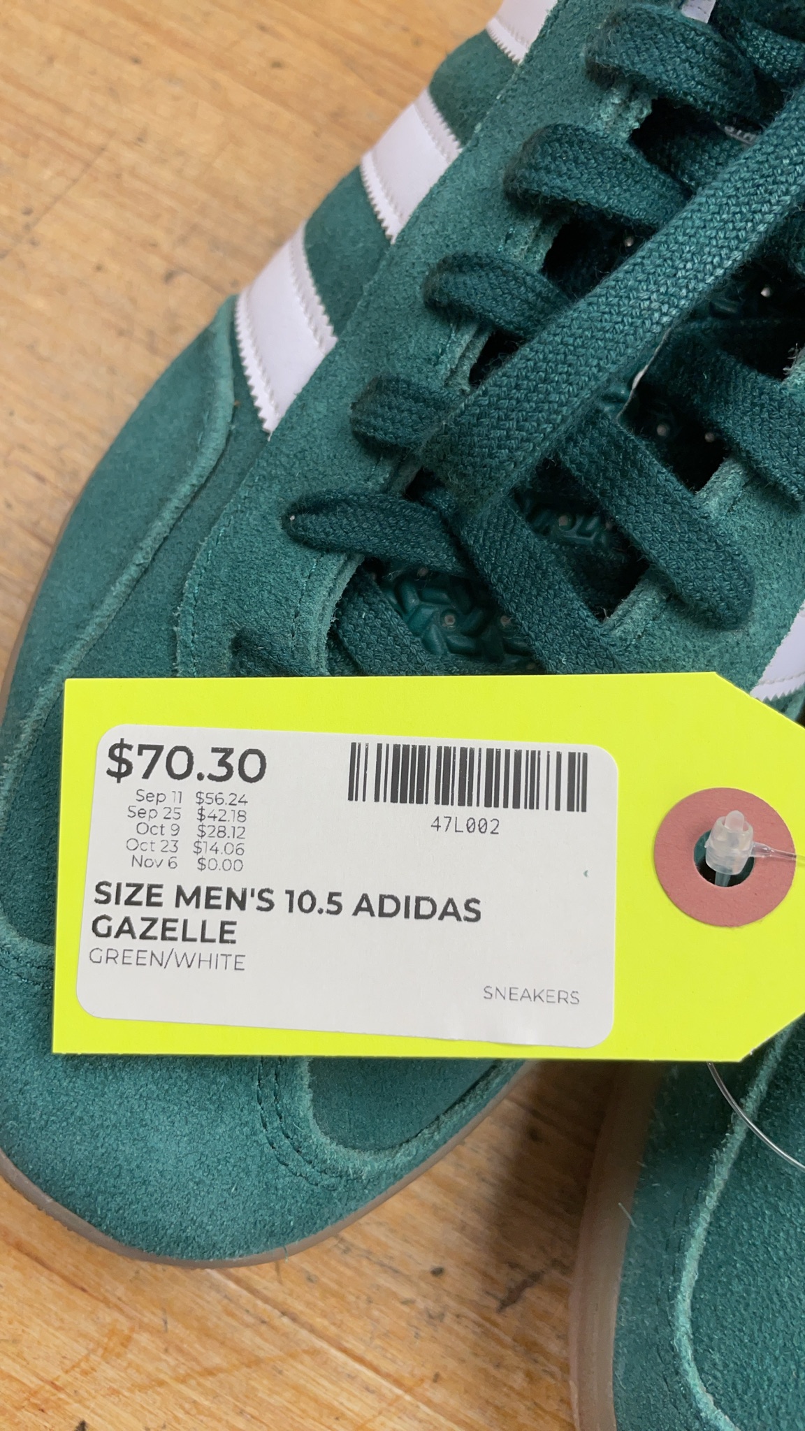 Adidas Gazelle Men's 10.5 Green/White Sneakers