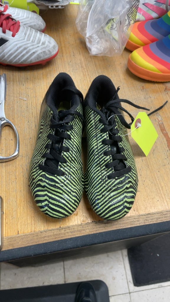 Adidas Kids' Size 13C Soccer Cleats - Black/Green Zebra Pattern