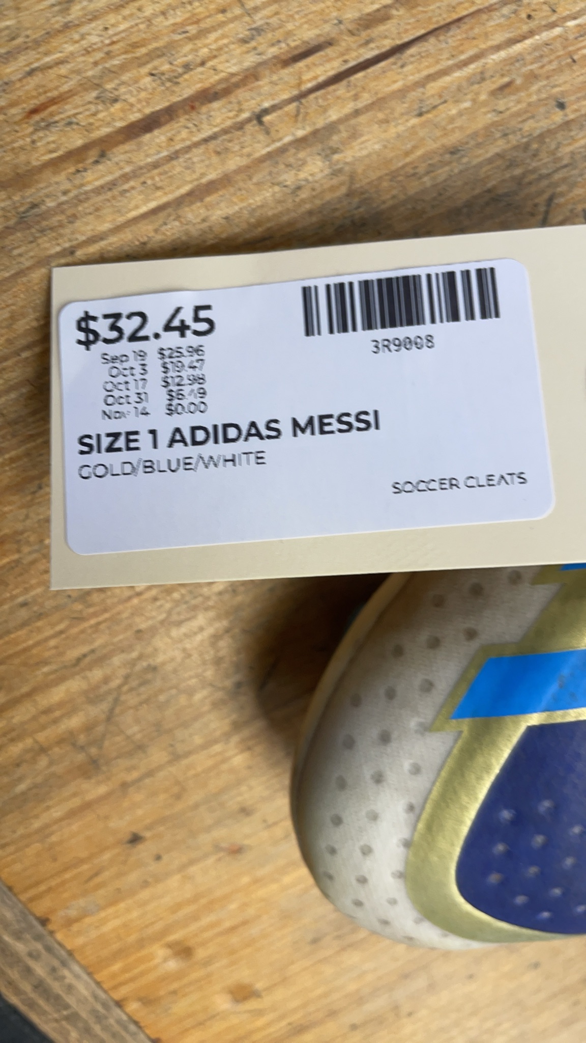 Adidas Messi Size 1 Soccer Cleats