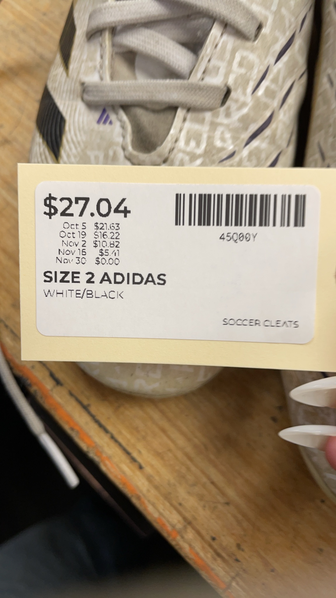 Adidas Predator Size 2 Soccer Cleats