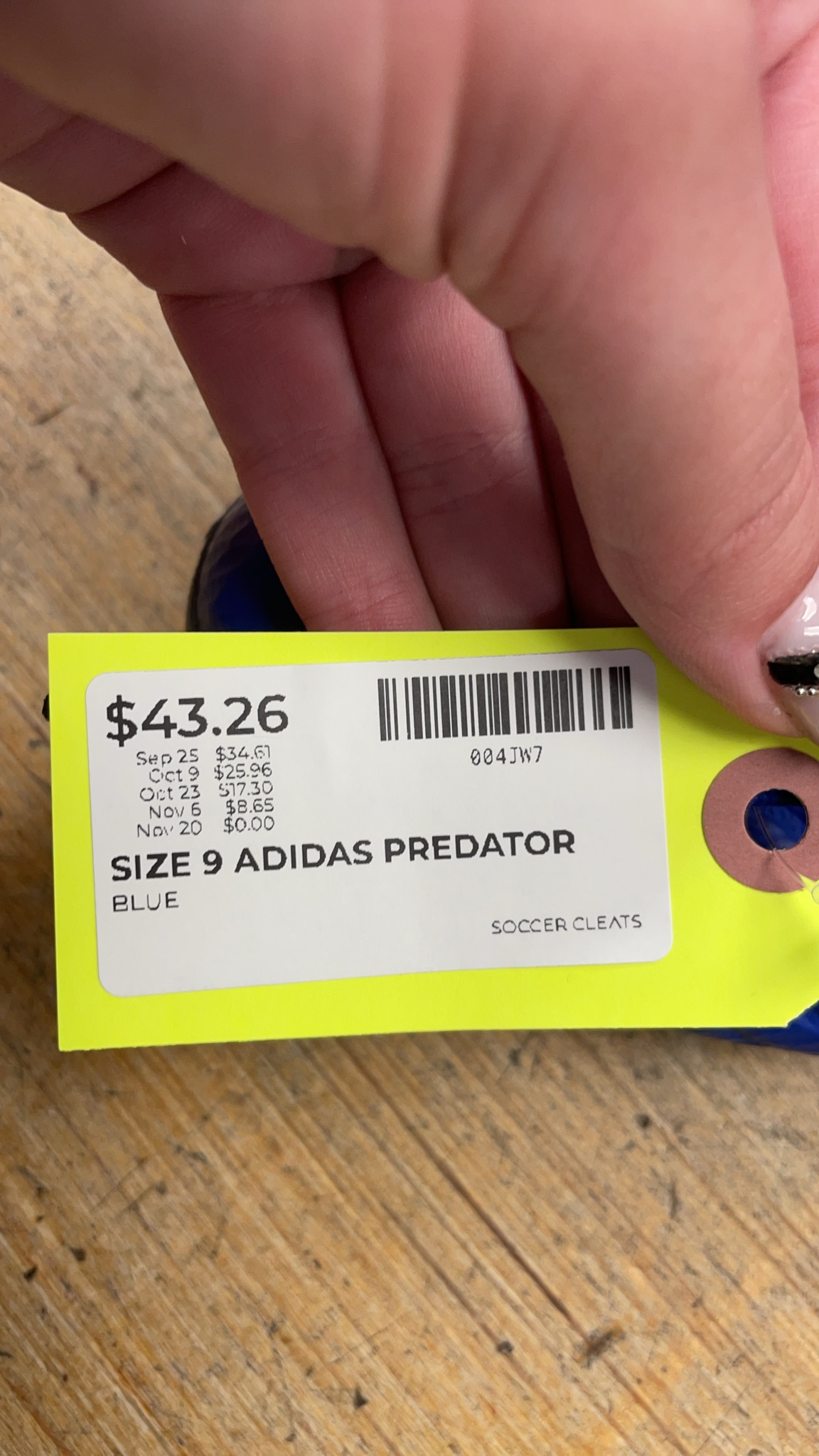 Adidas Predator Size 9 Blue Soccer Cleats
