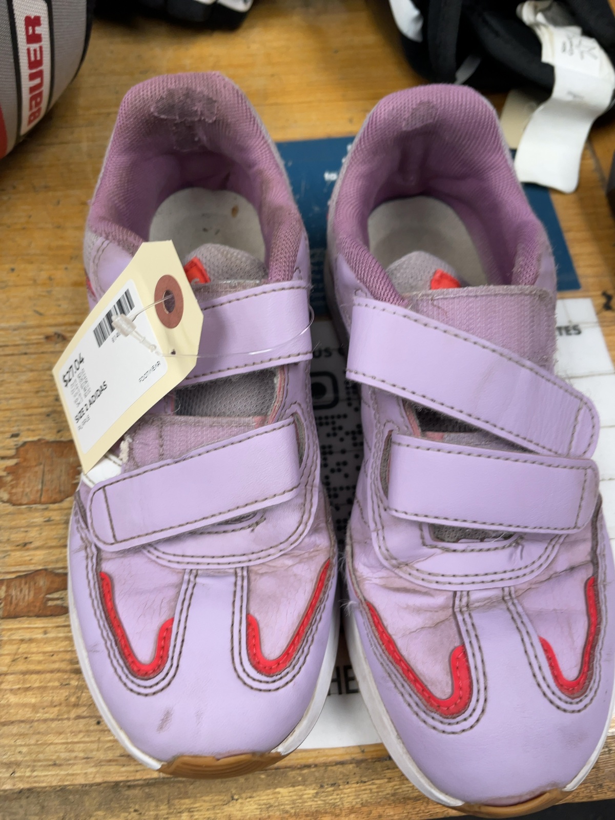 Adidas Size 2 Purple Velcro Sneakers