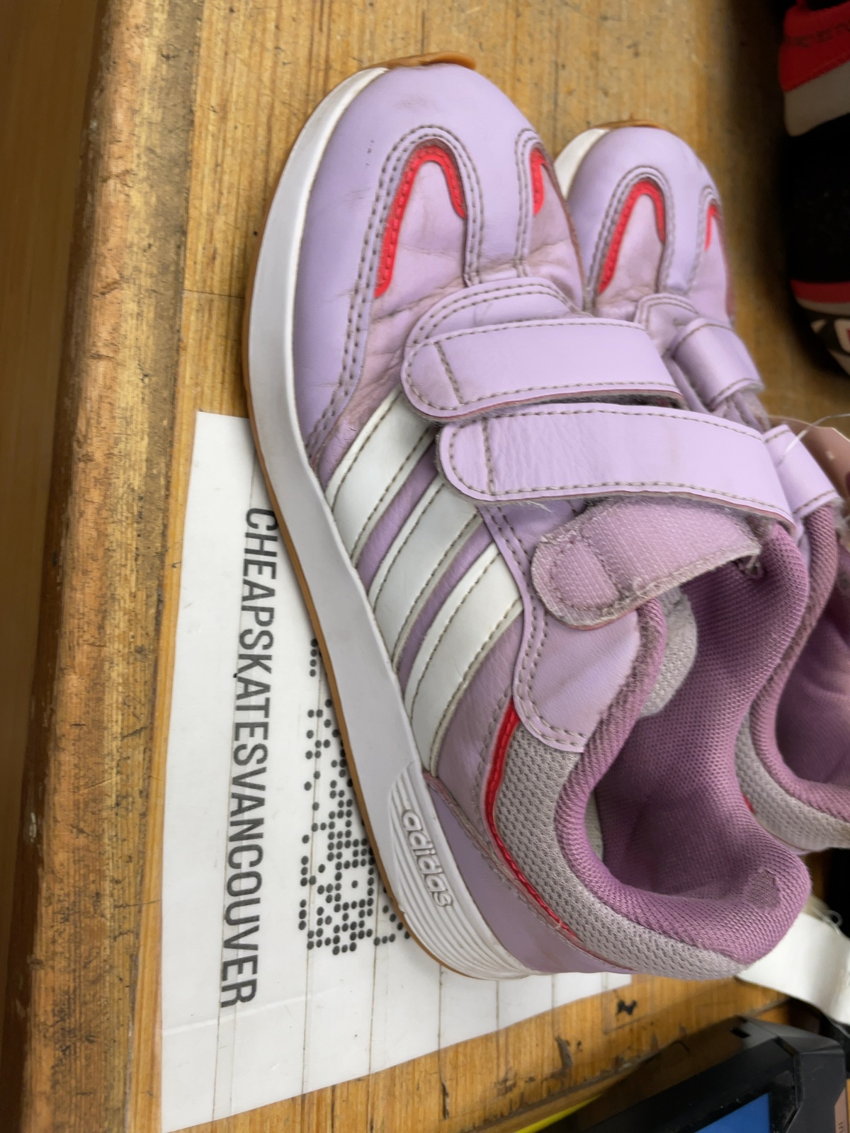 Adidas Size 2 Purple Velcro Sneakers