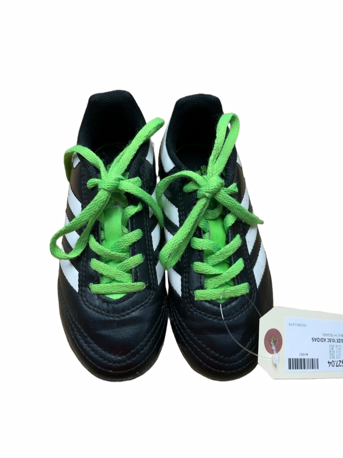 Adidas Soccer Cleats 10.5C Black/White/Green - image 1