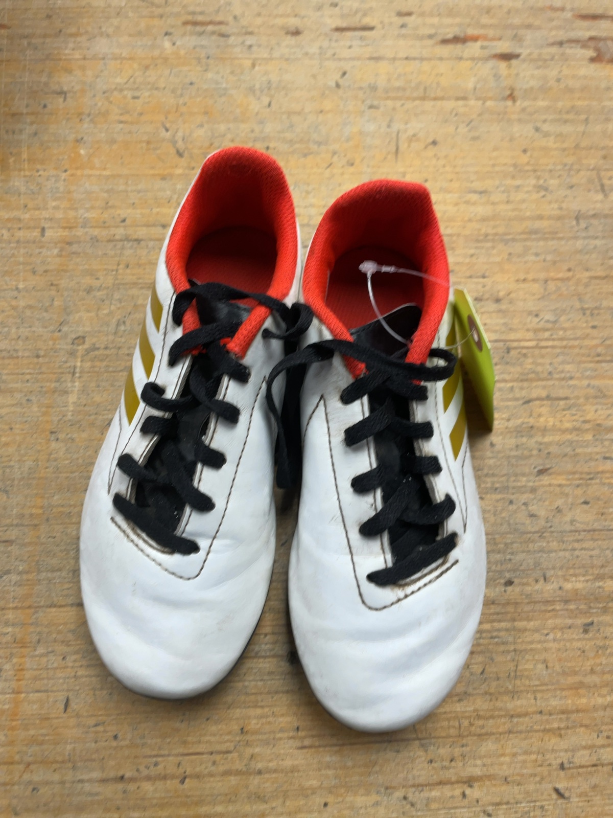Adidas Soccer Cleats Size 1 US White/Orange/Gold