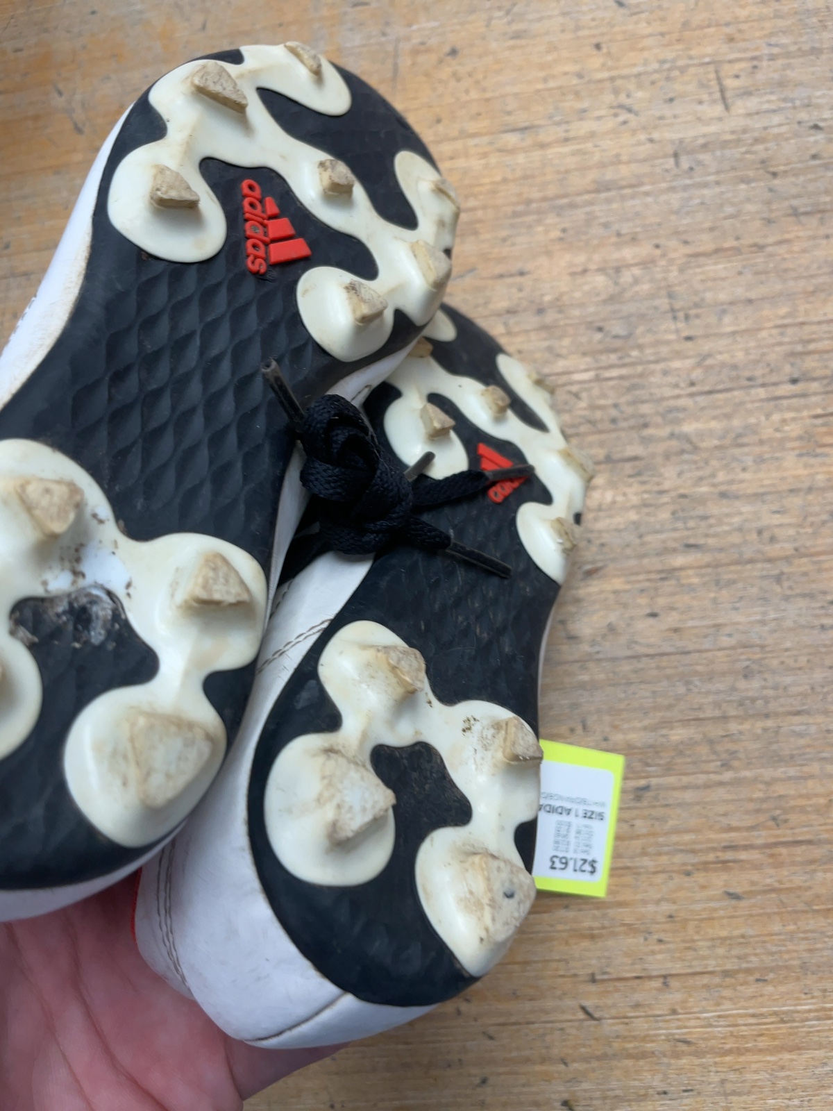 Adidas Soccer Cleats Size 1 US White/Orange/Gold