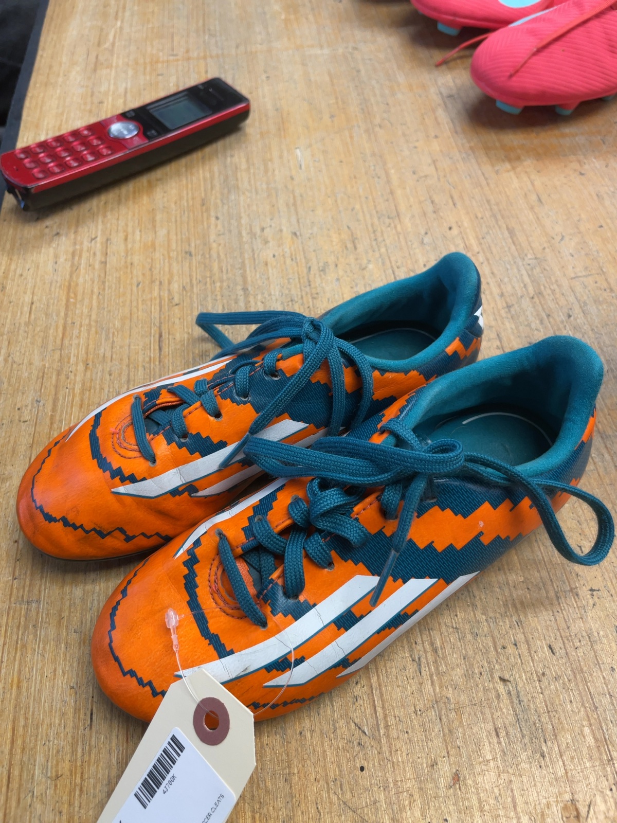 Adidas Soccer Cleats Size 1.5 Orange/Teal