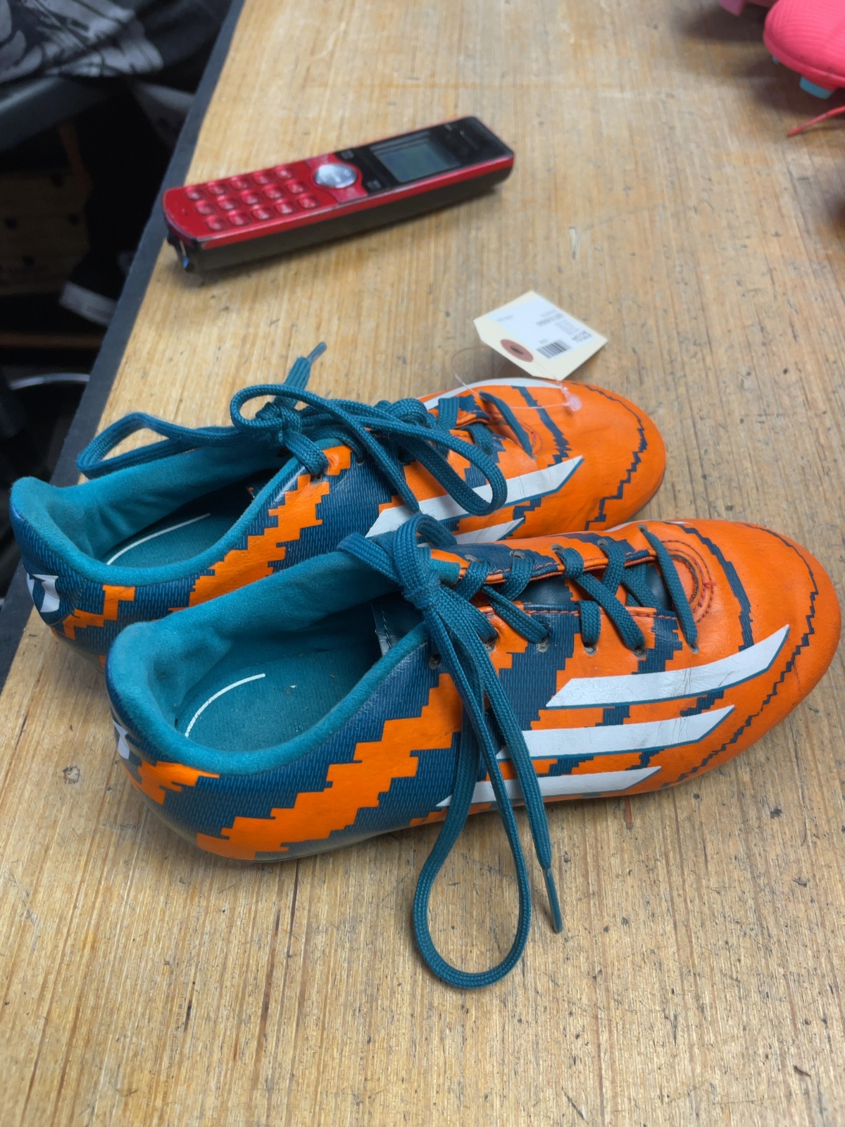 Adidas Soccer Cleats Size 1.5 Orange/Teal