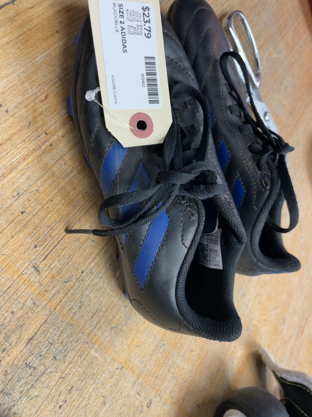 Adidas Soccer Cleats Size 2 Black/Blue
