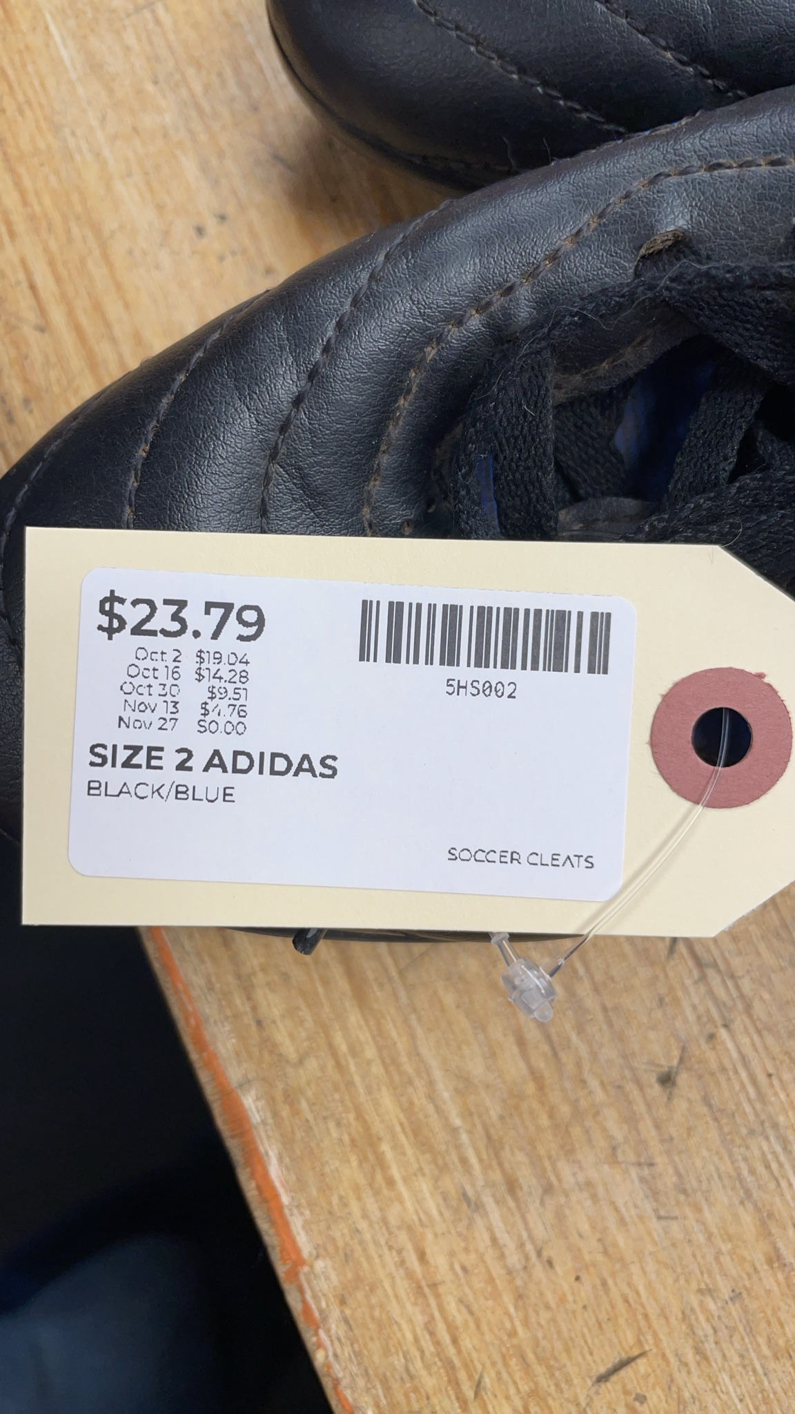 Adidas Soccer Cleats Size 2 Black/Blue