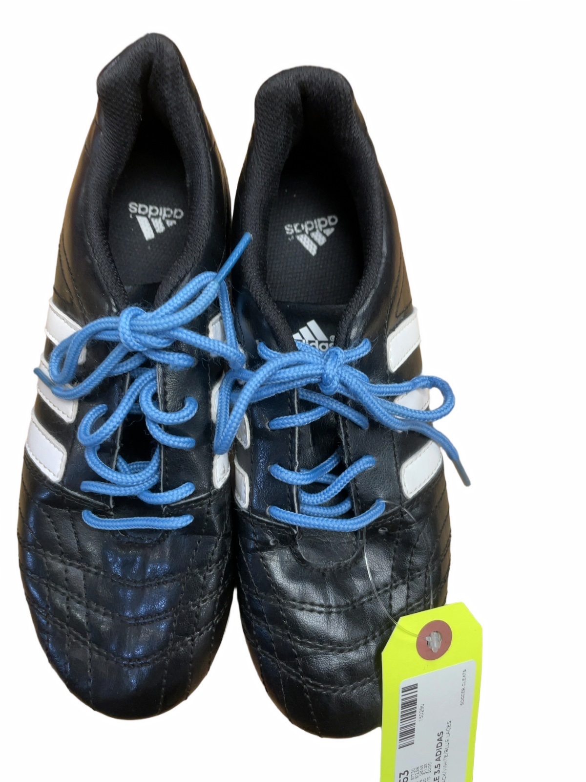 Adidas Soccer Cleats Size 3.5 Black/White/Blue - image 1