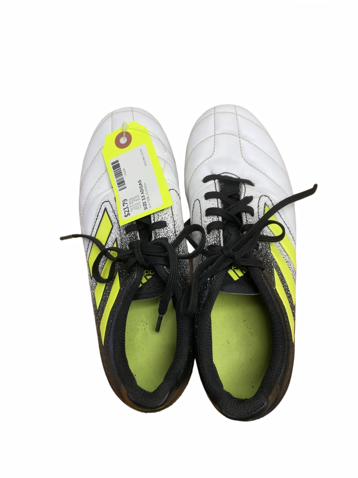 Adidas Soccer Cleats Size 3.5 White/Black/Neon