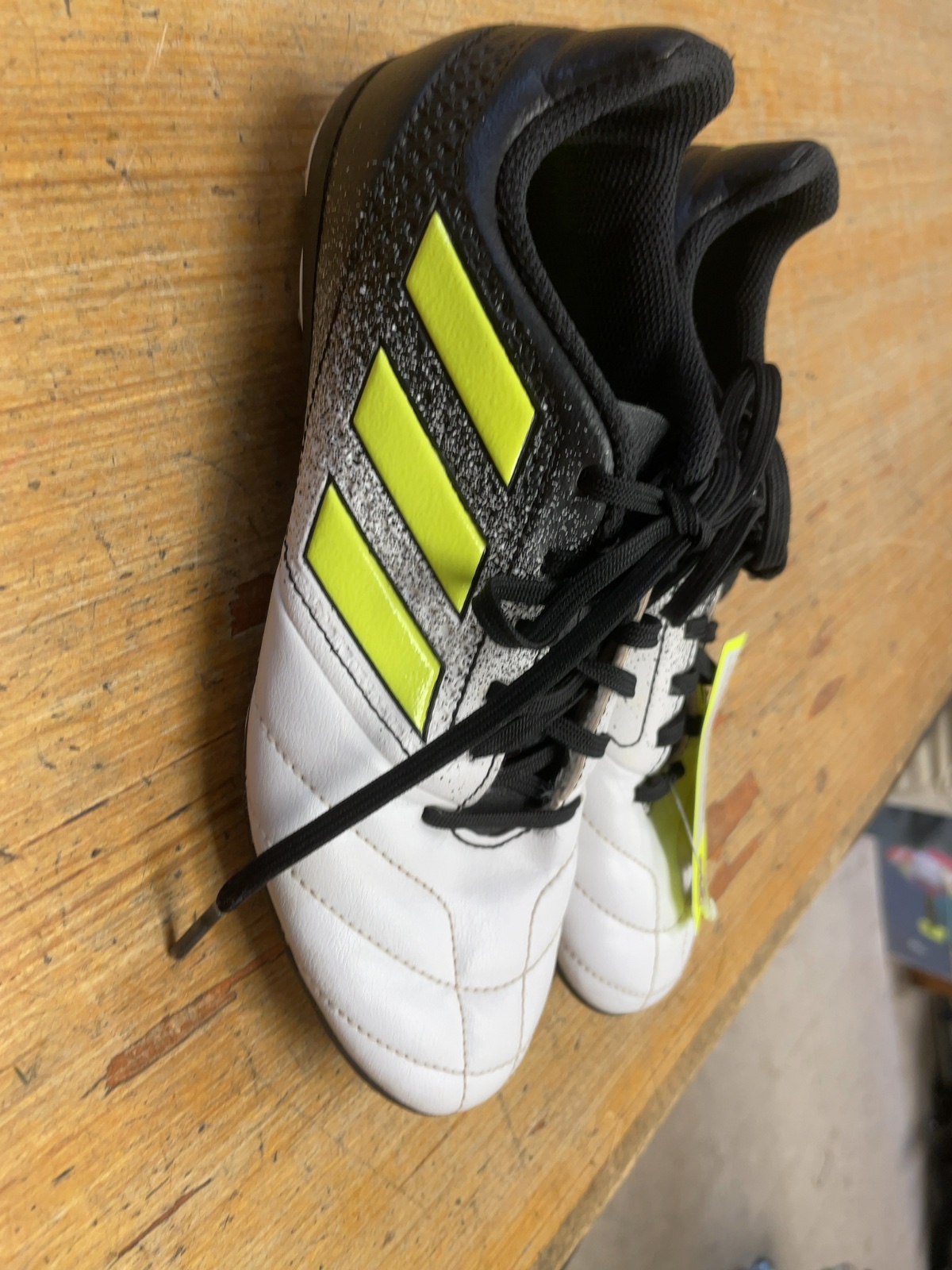 Adidas Soccer Cleats Size 3.5 White/Black/Neon
