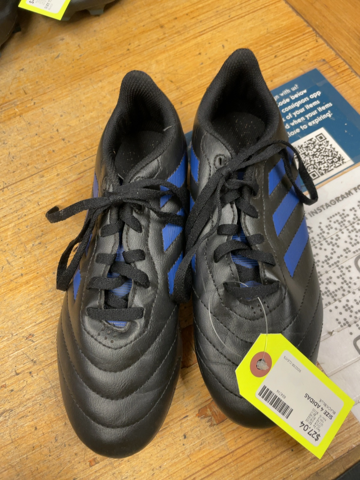 Adidas Soccer Cleats Size 4 Black/Blue