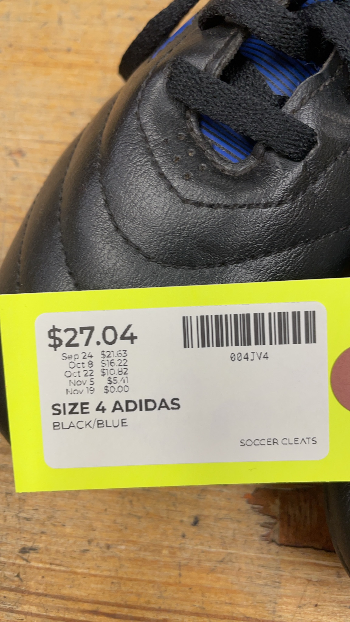 Adidas Soccer Cleats Size 4 Black/Blue