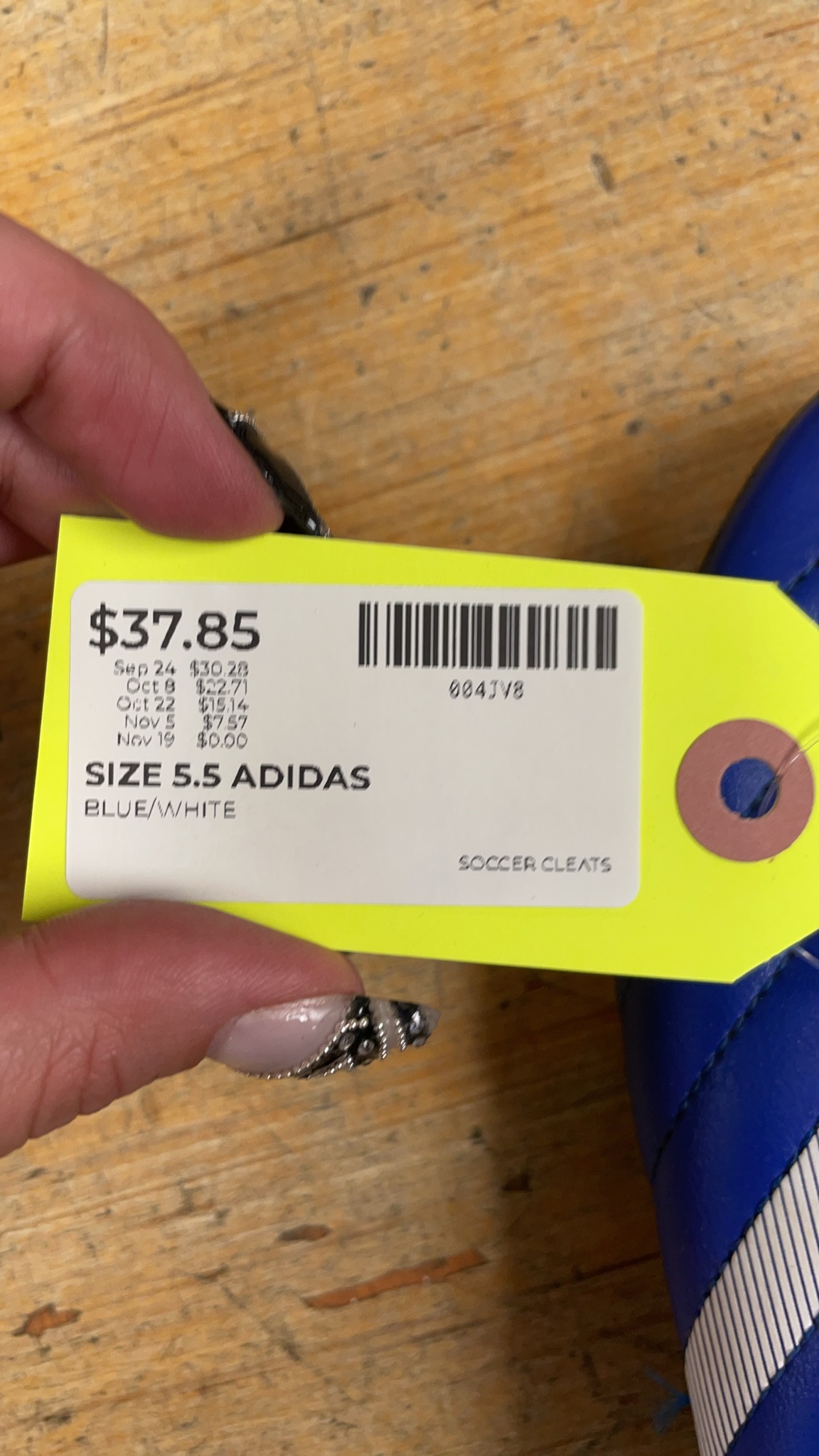 Adidas Soccer Cleats Size 5.5 Blue/White