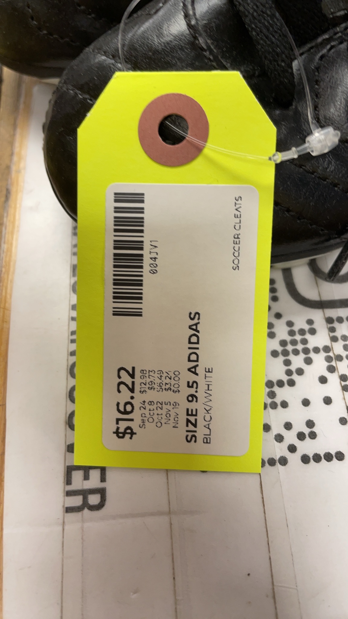 Adidas Soccer Cleats Size 9.5 Black/White