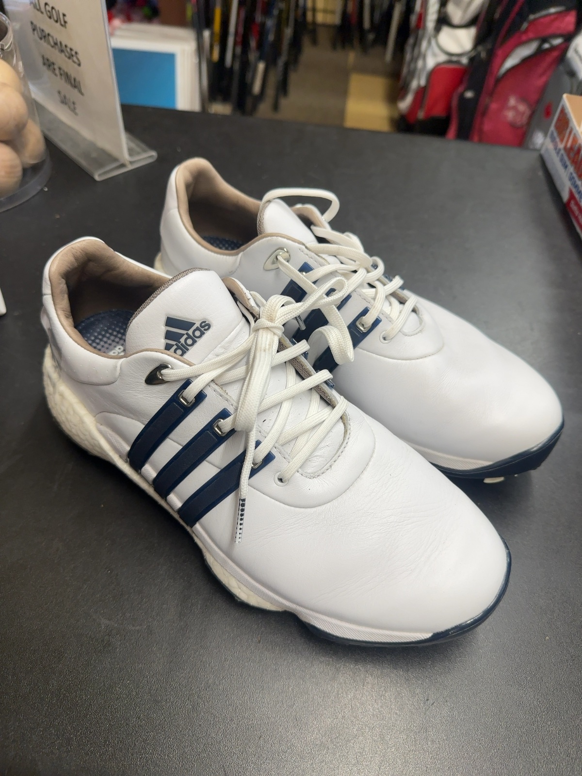 Adidas Tour360 22 Golf Shoes - White/Navy - Size 9.5