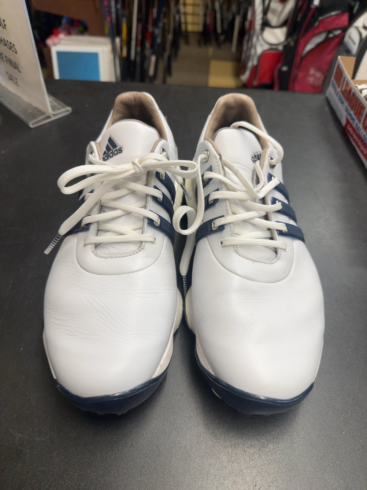 Adidas Tour360 22 Golf Shoes - White/Navy - Size 9.5