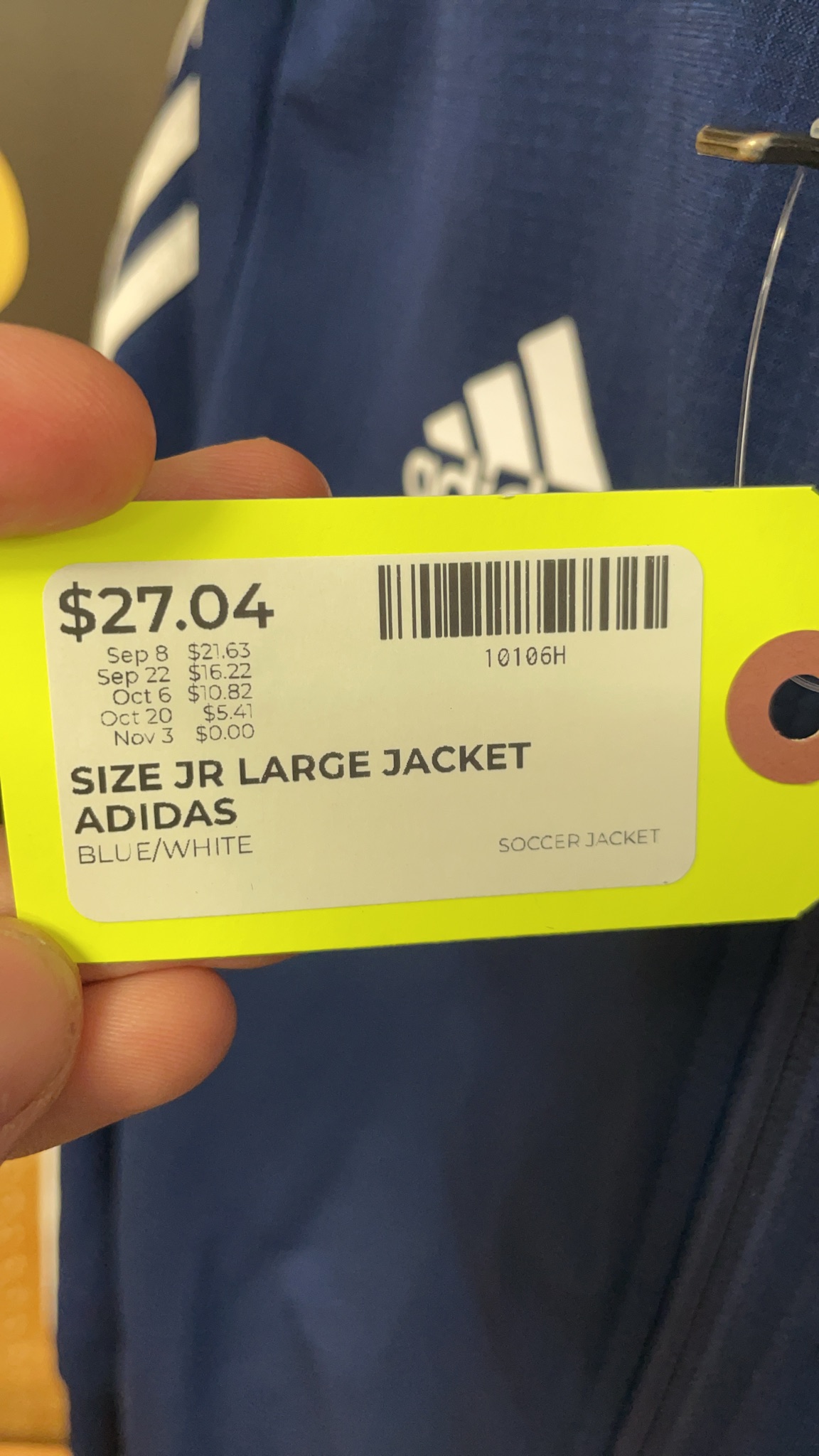 Adidas Whitecaps FC Academy Junior Large Soccer Jacket