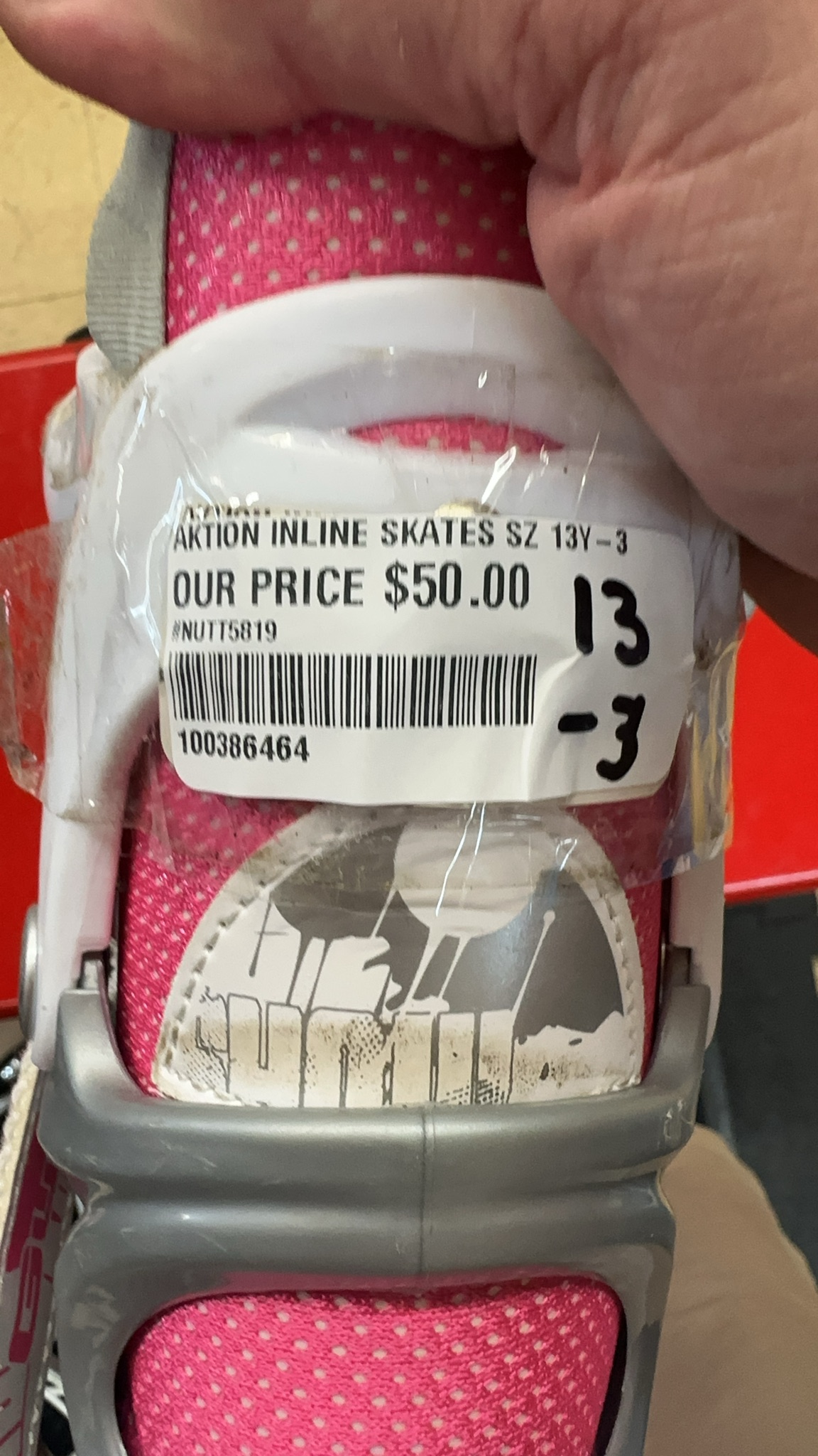 Aktion Kids' Adjustable Inline Skates - Pink/White - Size 13Y-3