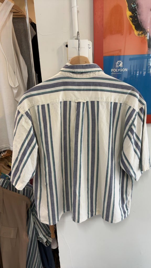 American Eagle Cropped Button Up Shirt Vintage 90s Striped AS IS Size M