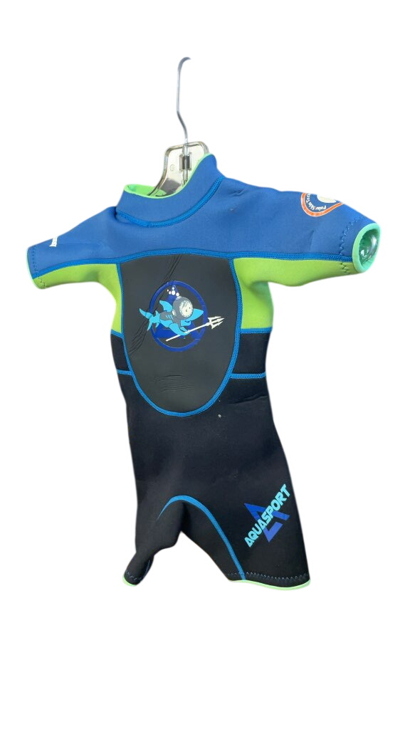 Aquasport Kids' Wetsuit - Size 2 - Black/Green/Blue