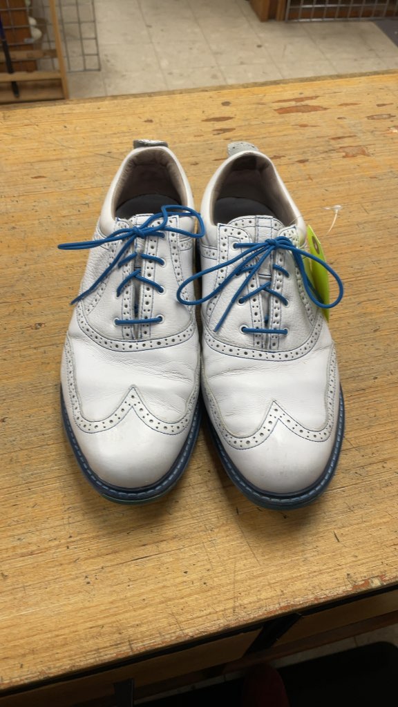 Ashworth Wingtip Golf Shoes White/Blue Size 10.5