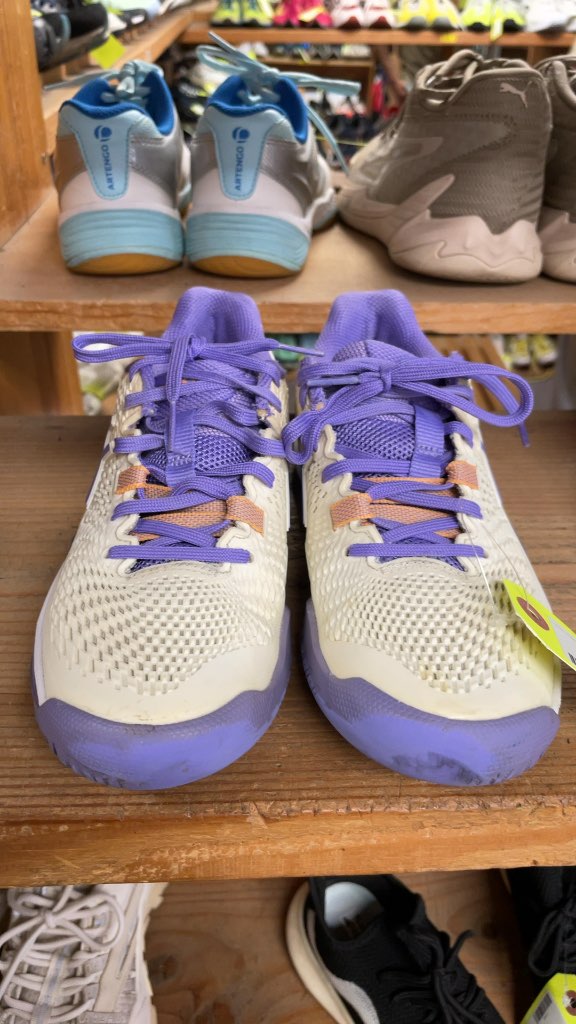 Asics Gel-Resolution Court Shoes - White/Purple - Size 6.5