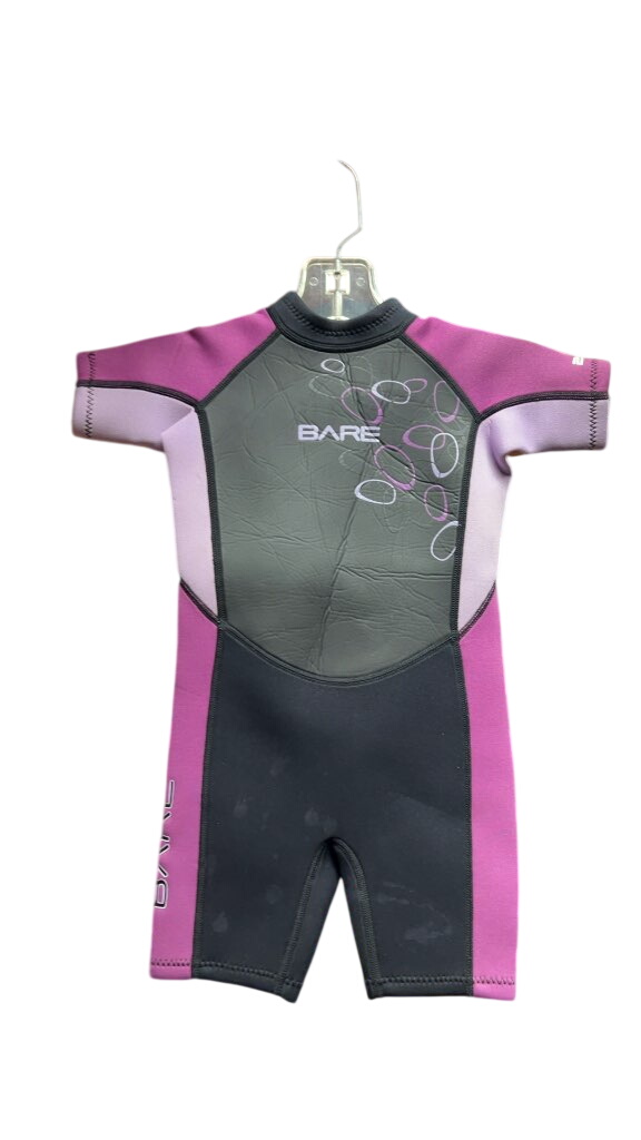 BARE Junior Size 4 2mm Shorty Wetsuit - Pink/Black - image 1