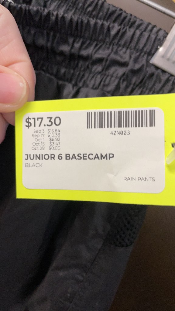 Basecamp Junior 6 Rain Pants - Black