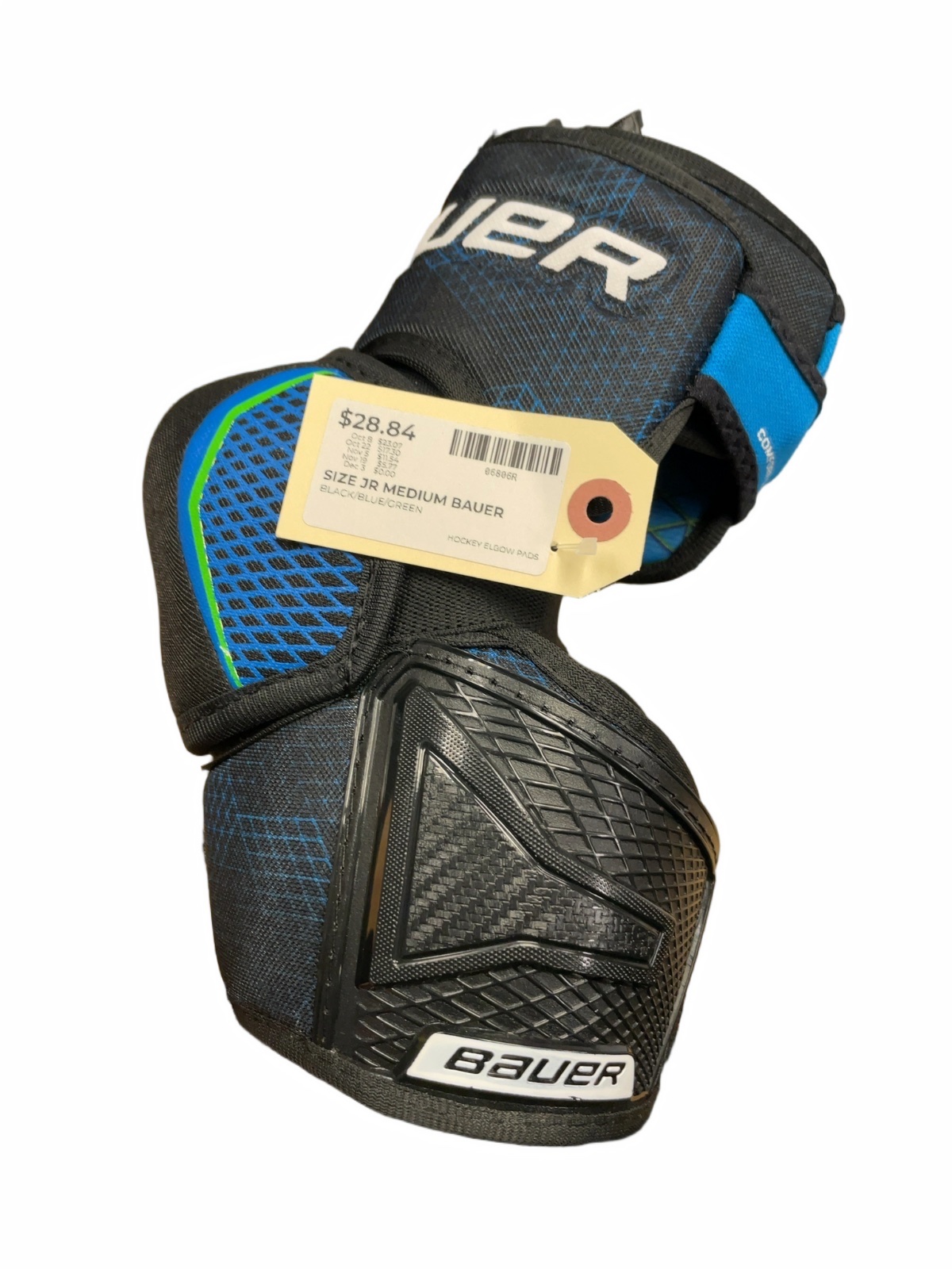 Bauer Hockey Elbow Pads JR Medium Black/Blue/Green - image 1
