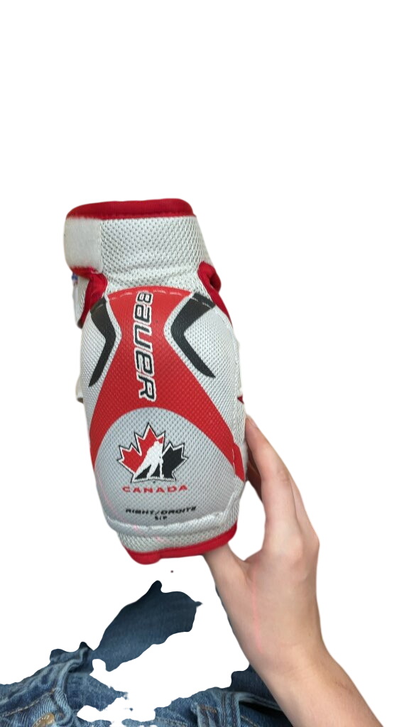 Bauer Junior Small Hockey Elbow Pads - White/Red