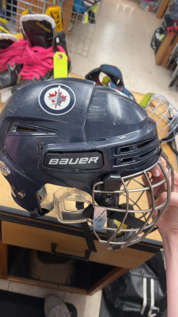 Bauer Navy Hockey Helmet with Cage - Size 6 3/8 - 7