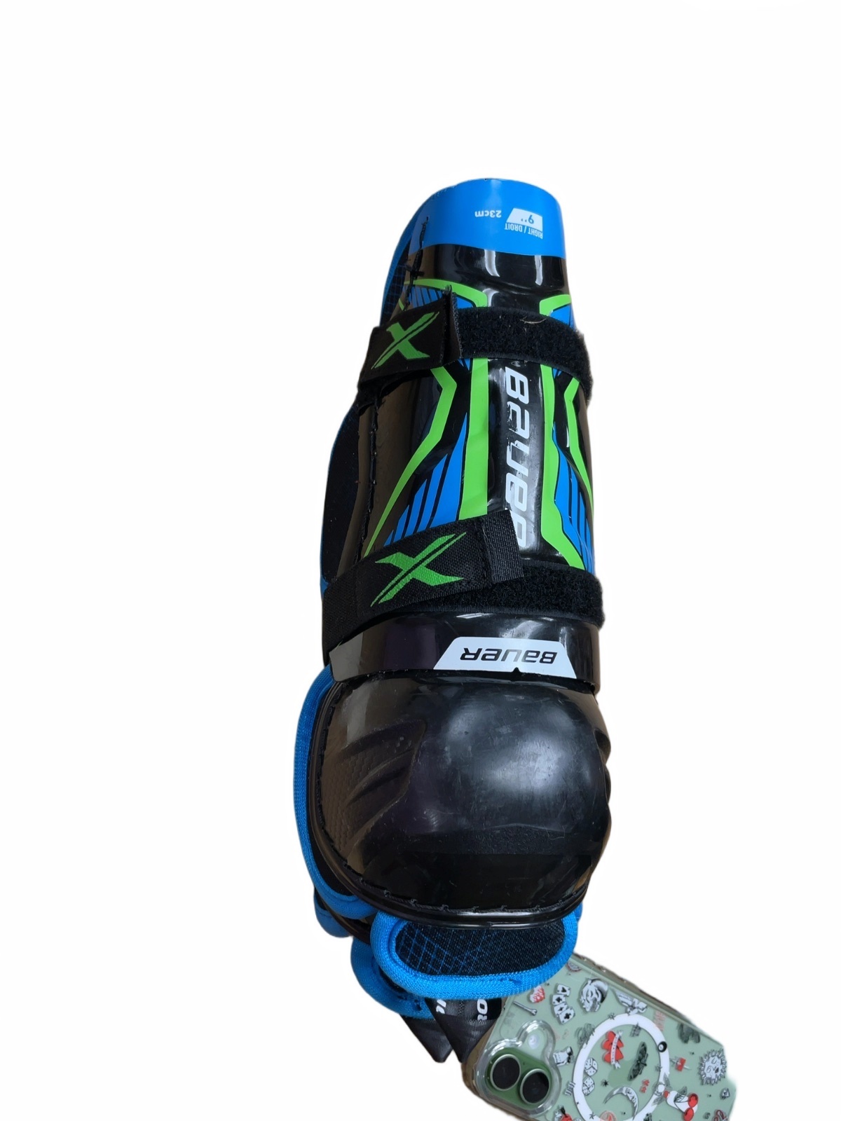 Bauer Shin Pads 9" Black/Blue/Green - image 1