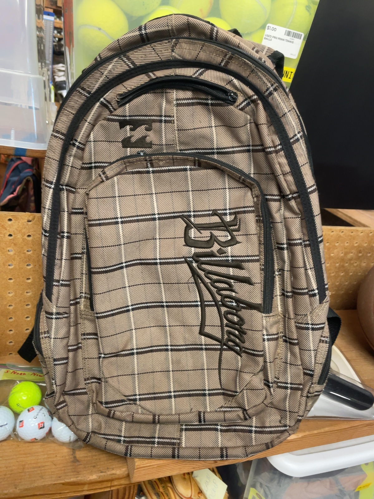 Billabong Brown Plaid Backpack