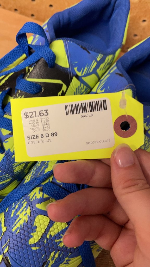 Blue and Lime Green Soccer Cleats