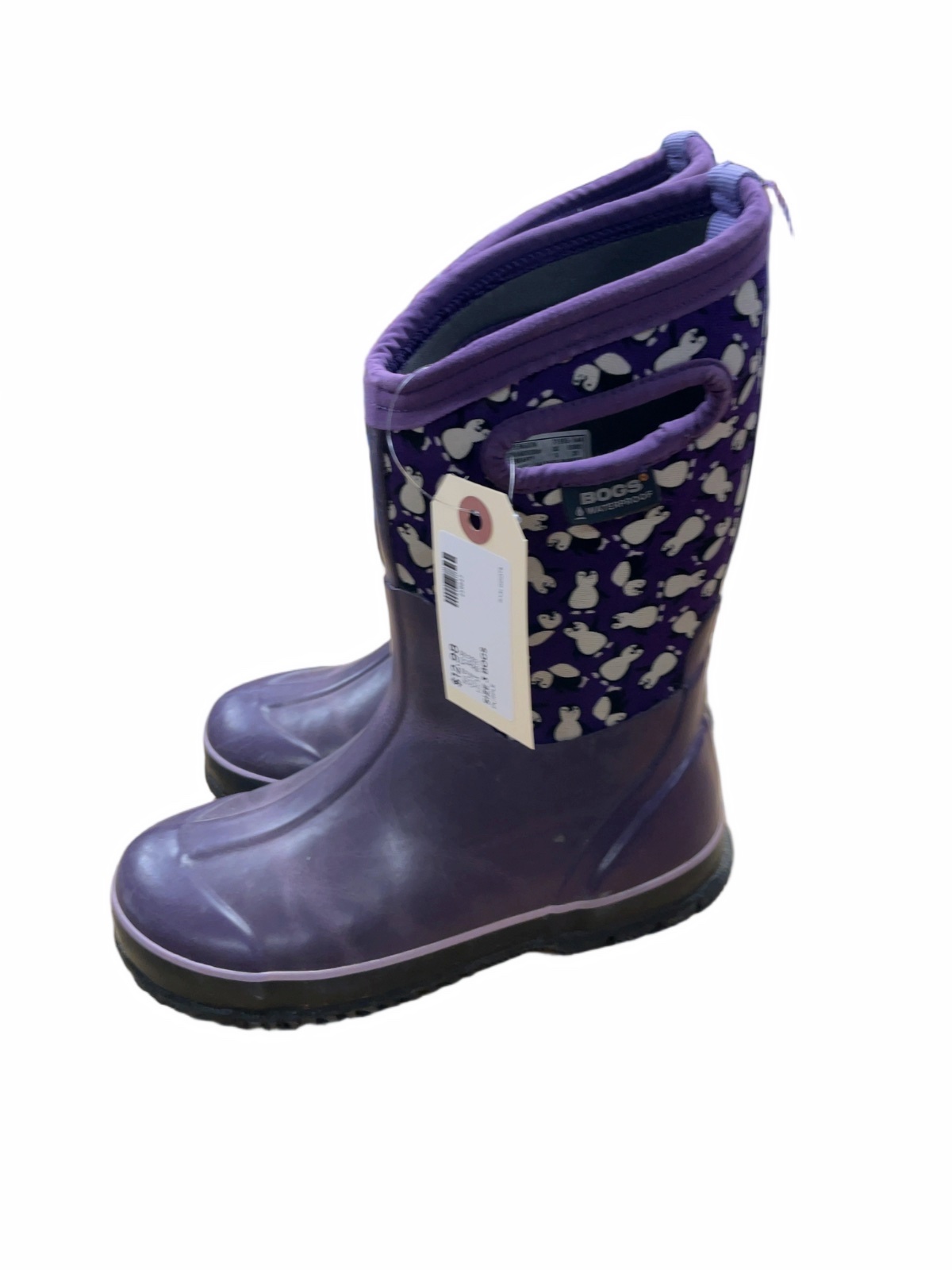 Bogs Classic Penguin Youth 3 Purple Rain Boots - image 1