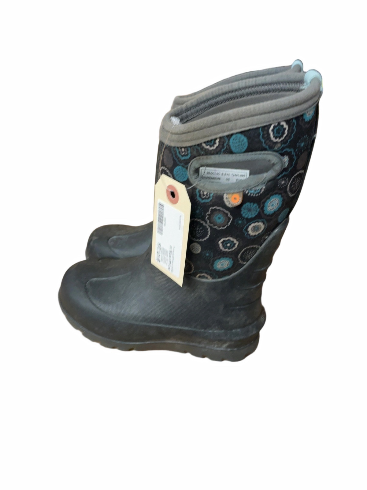 Bogs Floral Rain Boots Size 11 Black/Blue - image 1