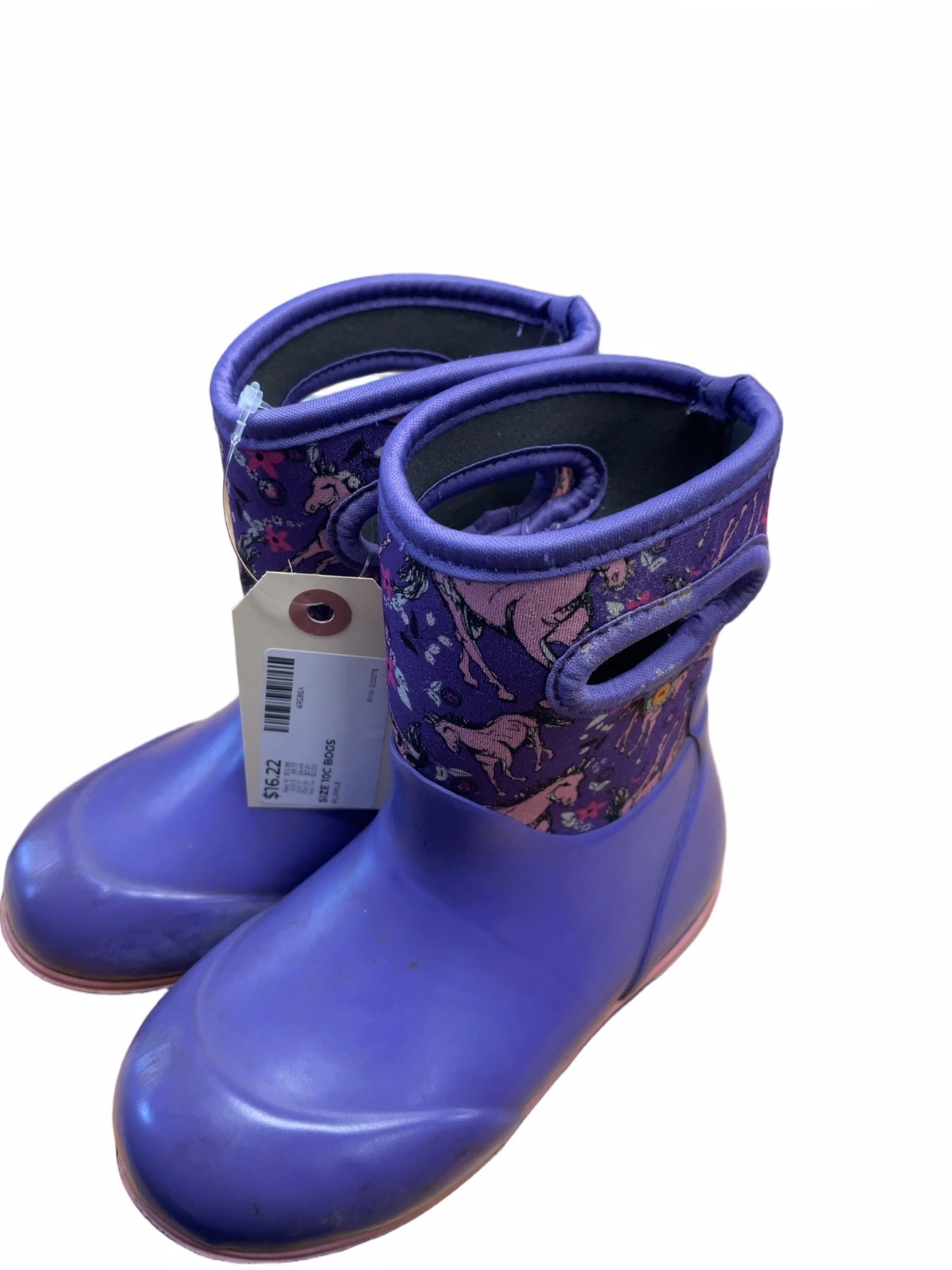 Bogs Rain Boots 10C Purple Unicorn Pattern