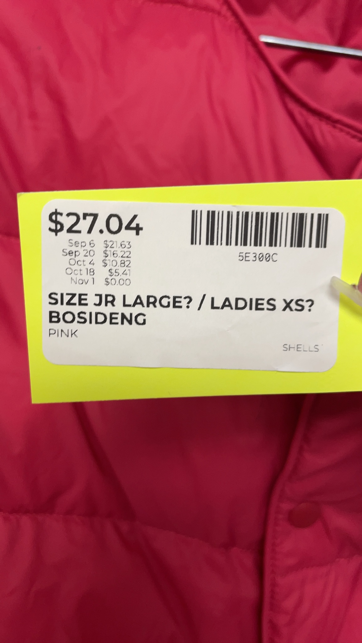 Bosideng Pink Shell Jacket