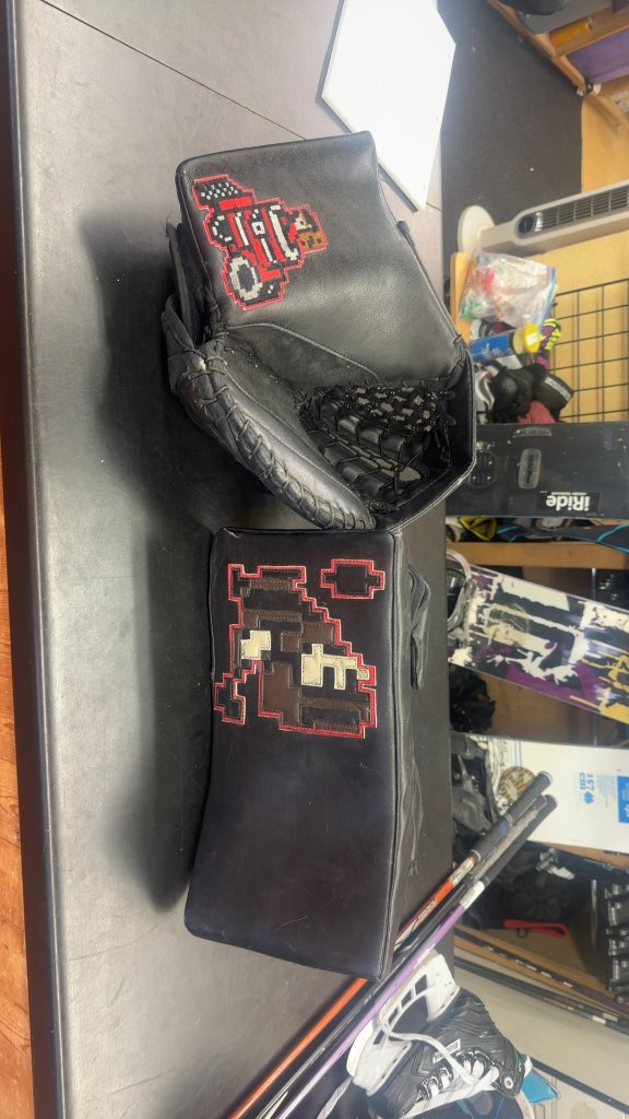 Brian's Hockey Goalie Pad Set Custom 8-Bit Mario Used Senior