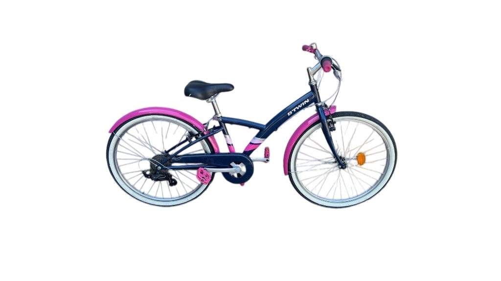 B'TWIN Original 24" Kids' Hybrid Bike - Navy/Pink