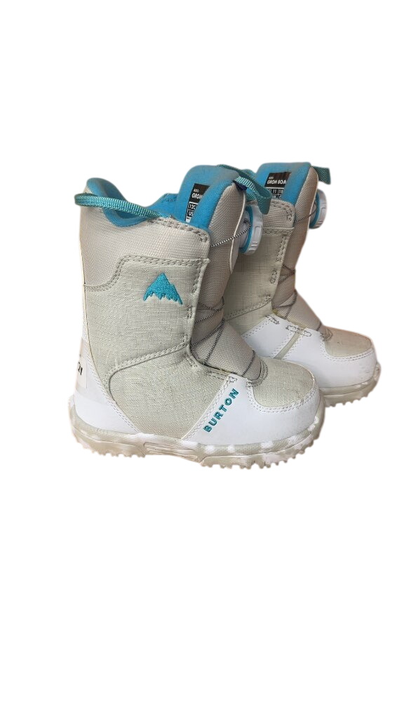 Burton Grom BOA Girls' Snowboard Boots White/Teal Good Condition Size 12C - image 1