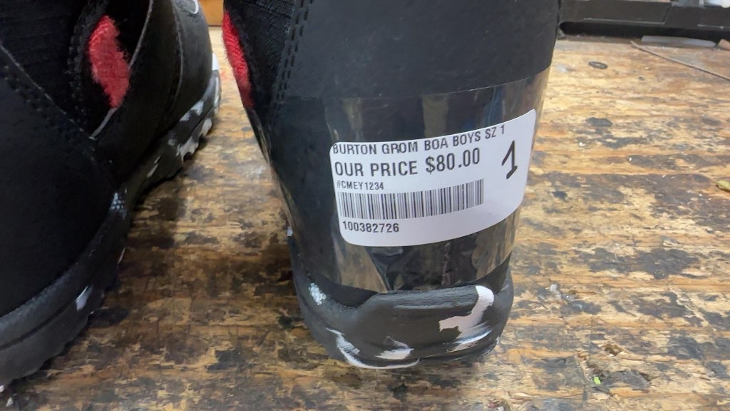 Burton Grom BOA Kids Snowboard Boots Black/Blue Good Condition Size 1K